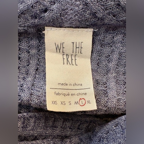 Free People Wildcat High-Low Waffle Knit Cowl Neck Blue-Purple Oversized Top L - Picture 8 of 9